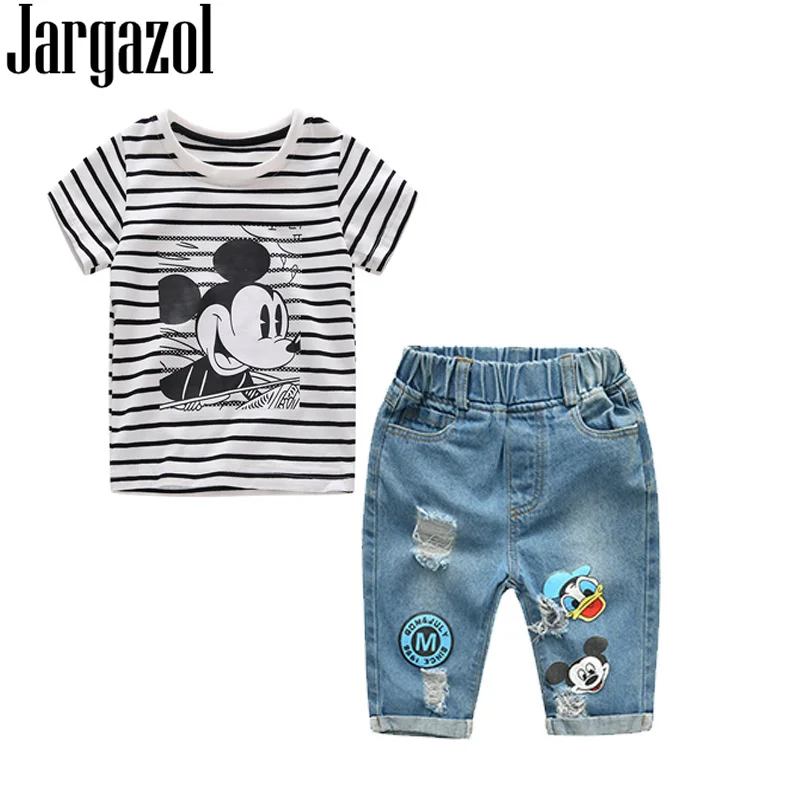 jargazol baby boys clothes cartoon mickey printed stripes short sleeve shirt&broken hole Denim shorts toddler kids clothing set
jargazol baby boys clothes cartoon mickey printed stripes short sleeve shirt&broken hole Denim shorts toddler kids clothing set
