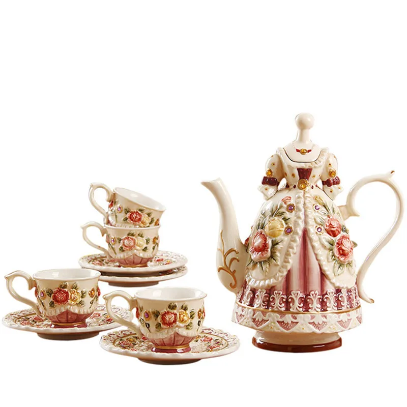 European Style Victorian Hand-painted Embossed Rose Ceramic Coffee Cup Pot Teacup Living Room Afternoon Tea Set X1457
European Style Victorian Hand-painted Embossed Rose Ceramic Coffee Cup Pot Teacup Living Room Afternoon Tea Set X1457