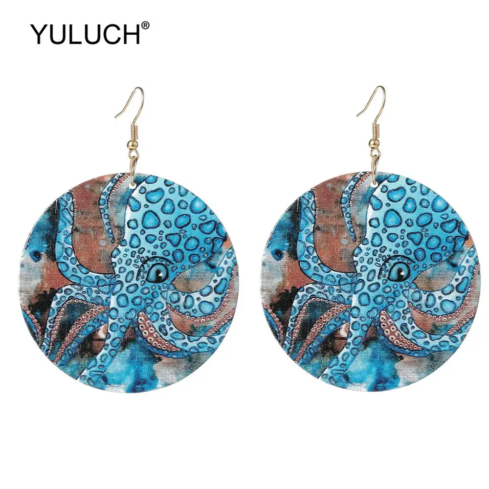 YULUCH Summer Beach Ocean Round Natural Wooden Printed Printing Octopus Dangle Earrings Pop Women Fashion Jewelry Drop Earrings
YULUCH Summer Beach Ocean Round Natural Wooden Printed Printing Octopus Dangle Earrings Pop Women Fashion Jewelry Drop Earrings