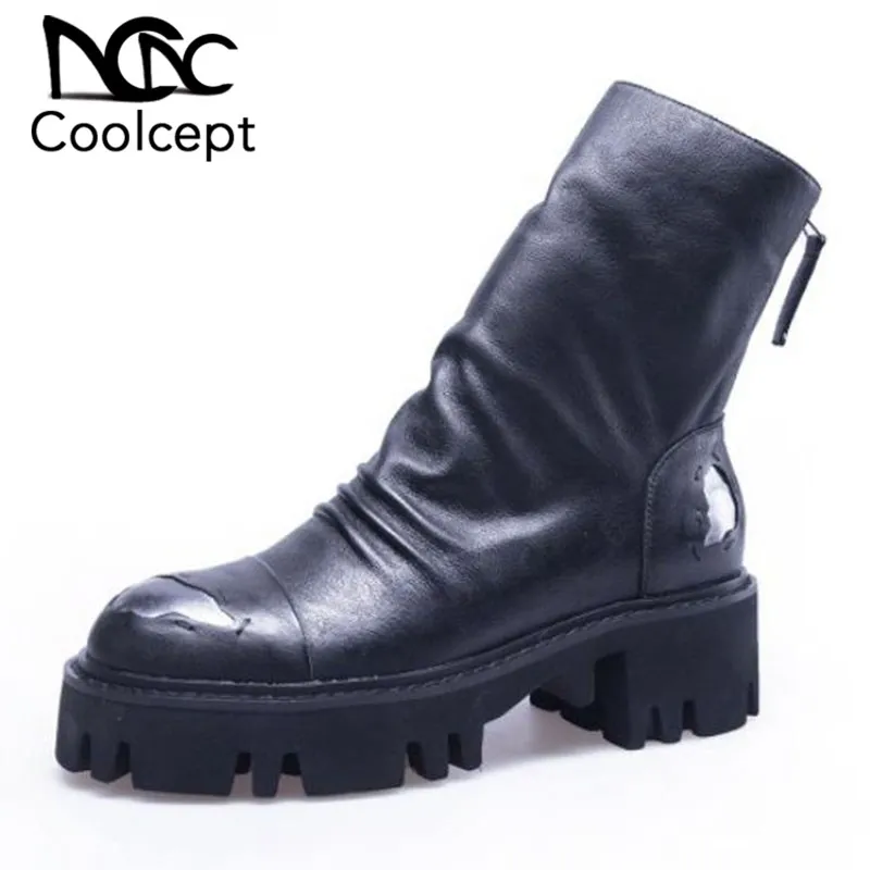 Coolcept Vintage Women Real Leather High Heel Boots Zipper Warm Platform Winter Shoes Ankle Boots Women Footwear Size 34-39
Coolcept Vintage Women Real Leather High Heel Boots Zipper Warm Platform Winter Shoes Ankle Boots Women Footwear Size 34-39