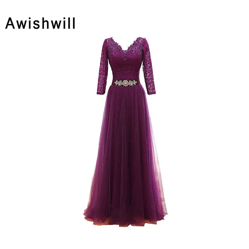 Elegant Mother of The Bride Dress 2019 V-neck Three Quarter Sleeves Lace and Tulle A-line Plus Size Women Formal Evening Dresses
Elegant Mother of The Bride Dress 2019 V-neck Three Quarter Sleeves Lace and Tulle A-line Plus Size Women Formal Evening Dresses