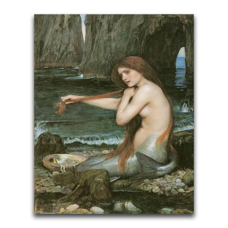 Full Square Diamond embroidery Cross stitch Cartoon Round mosaic Animal fish girl 5D DIY painting Mermaid | Дом и сад