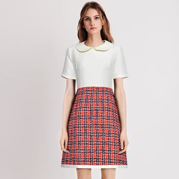 New Colorful Plaid Patchwork Dress Fashion Peter Pan Collar Short Sleeve Casual Dresses
New Colorful Plaid Patchwork Dress Fashion Peter Pan Collar Short Sleeve Casual Dresses