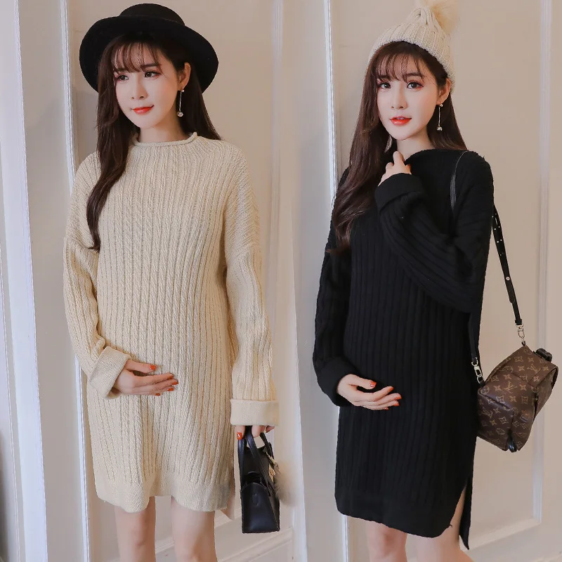 Корейские модные ребристые свитера для беременных 2018 осень-зима свободные