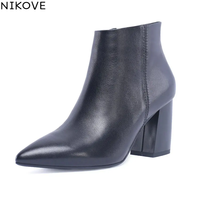NIKOVE 2019 Women Boots Shoes Zipper Square High Heels Shoes Ankle Boots Basic Cow Leather PU Winter Woman Shoes Size 34-42
NIKOVE 2019 Women Boots Shoes Zipper Square High Heels Shoes Ankle Boots Basic Cow Leather PU Winter Woman Shoes Size 34-42
