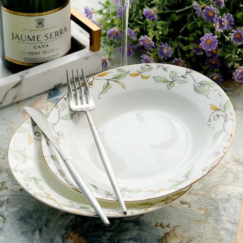 8 inch, bone china soup deep plate, ceramic wedding plates, leaf and gold strip painting, dinner charger plate
8 inch, bone china soup deep plate, ceramic wedding plates, leaf and gold strip painting, dinner charger plate