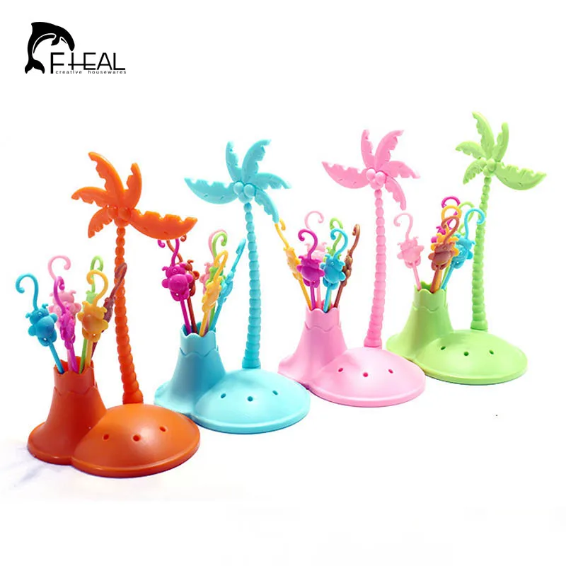 FHEAL Coconut Tree Fruit Fork Set Food Grade PP Cute Monkey Shape Fruit Fork Snack Dessert Fork Set Toothpick Holder
FHEAL Coconut Tree Fruit Fork Set Food Grade PP Cute Monkey Shape Fruit Fork Snack Dessert Fork Set Toothpick Holder