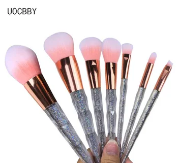 Women 7pcs Professional Makeup Brushes Set Diamon Silver Glitter Clear Plastic Handle Powder Foundation Tools cosmetic brush kit 
Women 7pcs Professional Makeup Brushes Set Diamon Silver Glitter Clear Plastic Handle Powder Foundation Tools cosmetic brush kit