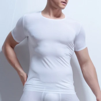 Men Sexy Slim Tight Tops T-Shirts Compression Tee Fitness O-Neck Solid Short Sleeve Ice Silk T Shirt Superthin Sleep Undershirt
Men Sexy Slim Tight Tops T-Shirts Compression Tee Fitness O-Neck Solid Short Sleeve Ice Silk T Shirt Superthin Sleep Undershirt