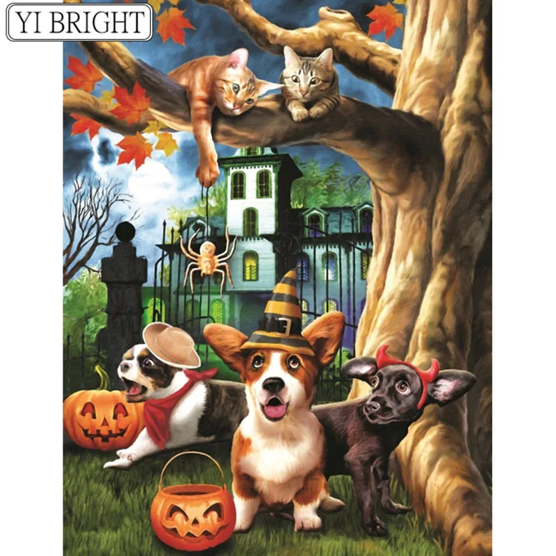 Full Square/Round Drill 5D DIY Diamond Painting Cross stitch Halloween Cat and dog 3D Embroidery Mosaic Home Decor Gifts ZH
Full Square/Round Drill 5D DIY Diamond Painting Cross stitch Halloween Cat and dog 3D Embroidery Mosaic Home Decor Gifts ZH