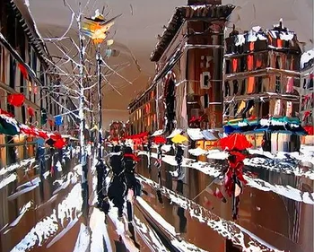 Modern handmade painting Paris street after snow on oil canvas for home decor and wallpaper
Modern handmade painting Paris street after snow on oil canvas for home decor and wallpaper