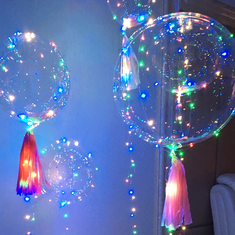 

50set 18/24 Inch Luminous Led Balloon LED Transparent Balloon String Lights Round Bubble Helium Balloons Kids Wedding Decoration