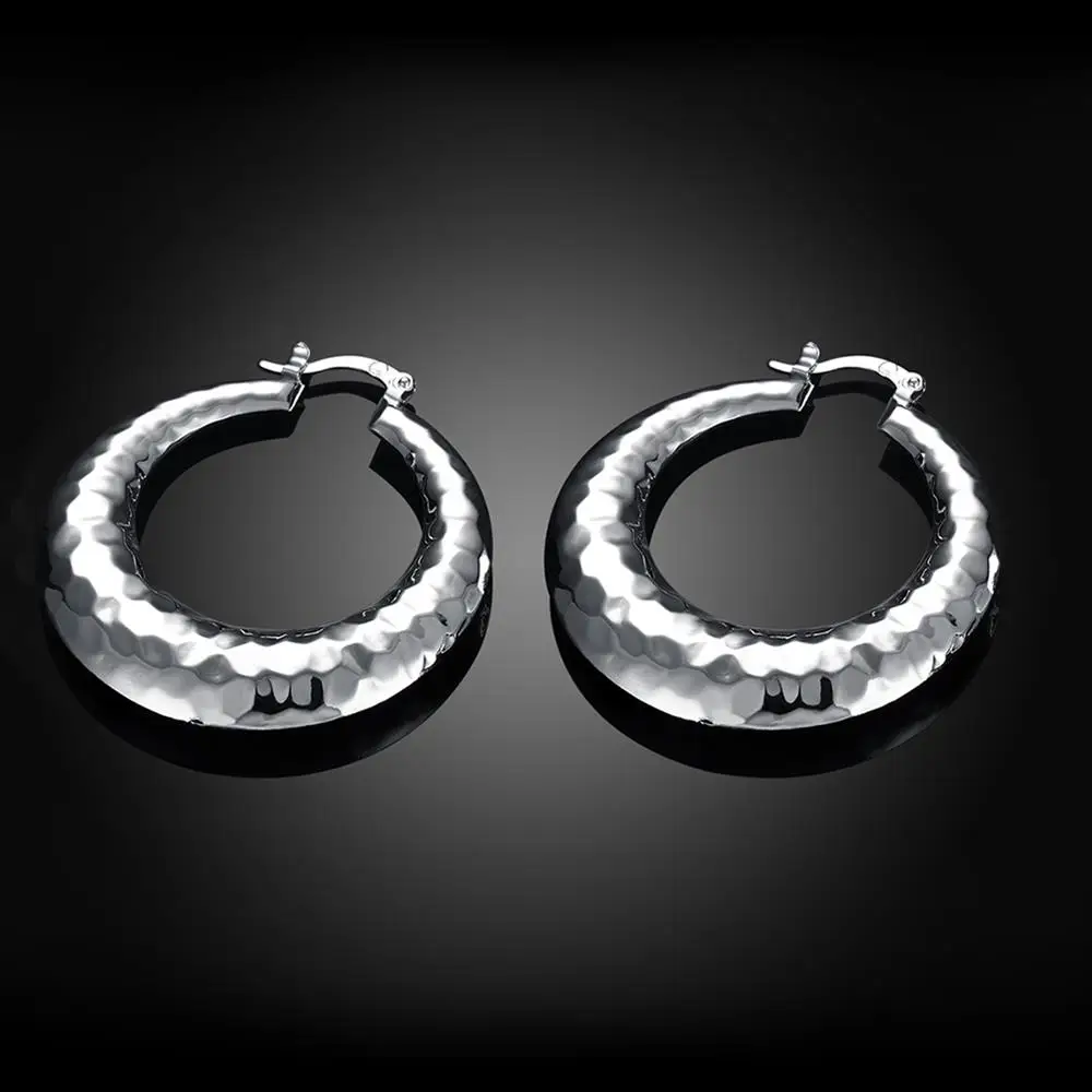 Wholesale Fashion silver plated jewelry earrings hoop loop lady gift classic hot women cute fine | Украшения и аксессуары