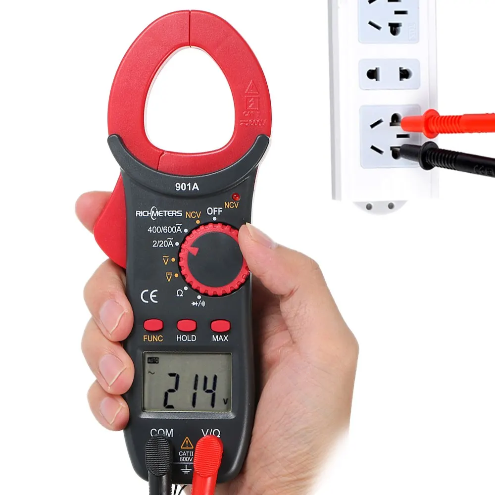 RICHMETERS RM901A Digital Multimeter Current Clamp Meter 4000 Counts Auto Range Voltage Tester Frequency Resistance Capacitance
RICHMETERS RM901A Digital Multimeter Current Clamp Meter 4000 Counts Auto Range Voltage Tester Frequency Resistance Capacitance