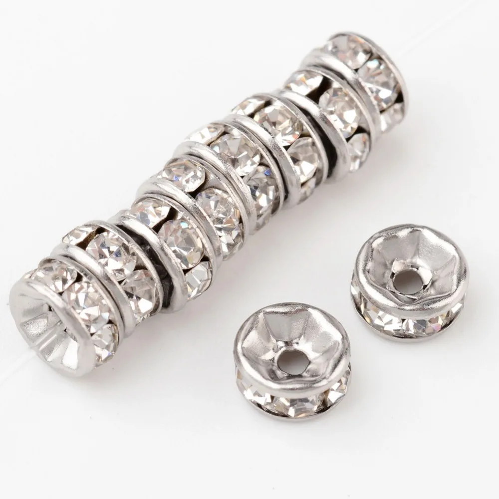 200pcs 6mm 316 Stainless Steel Spacer Disc Beads with Rhinestone Jewelry Making Accessories Silver Color 6x3mm Hole: 1mm
200pcs 6mm 316 Stainless Steel Spacer Disc Beads with Rhinestone Jewelry Making Accessories Silver Color 6x3mm Hole: 1mm