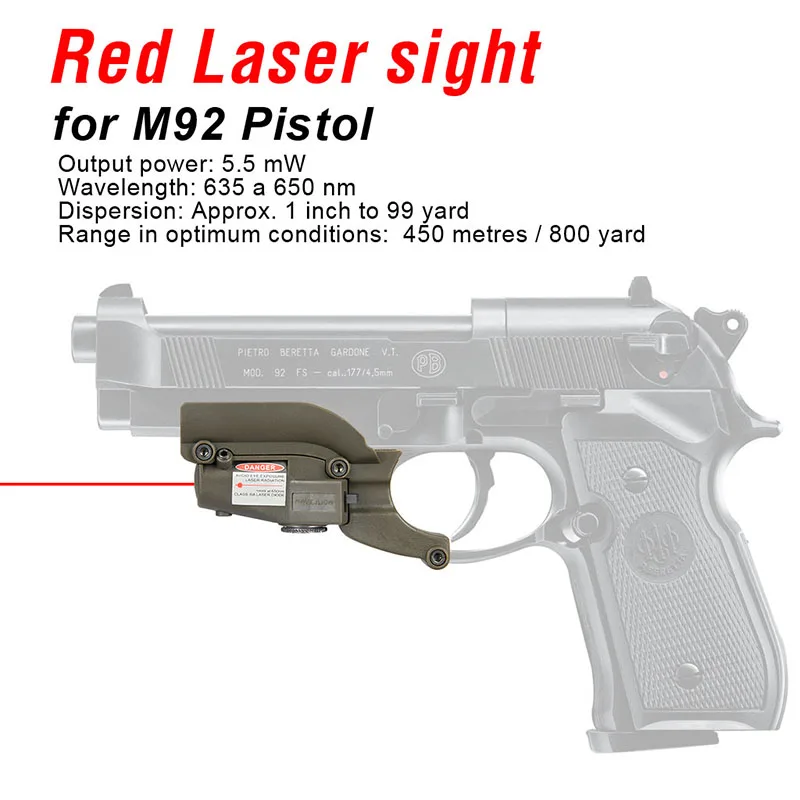 

PPT Тактический красный лазерный прицел, лазерный прицел для M92 пистолета с боковыми канавками