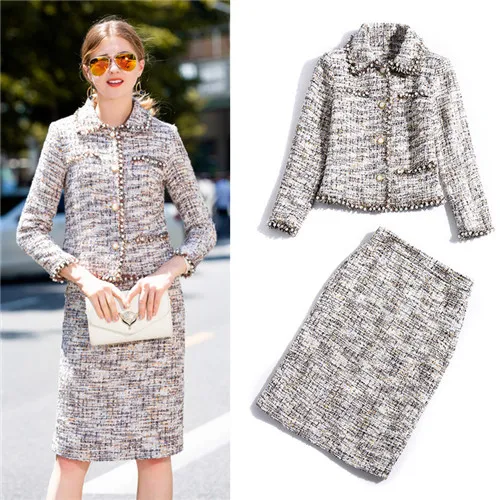elegant women two piece sets high quality tweed jacket and knee length skirt suit sets fashion 2018 autumn winter coat skirts cc
elegant women two piece sets high quality tweed jacket and knee length skirt suit sets fashion 2018 autumn winter coat skirts cc