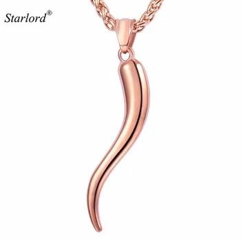 

Italian Horn Pendant Necklace Gold/Stainless Steel/Rose Gold/Blue Cornicello/Cornetto Amulet Italian Jewelry GP2407M