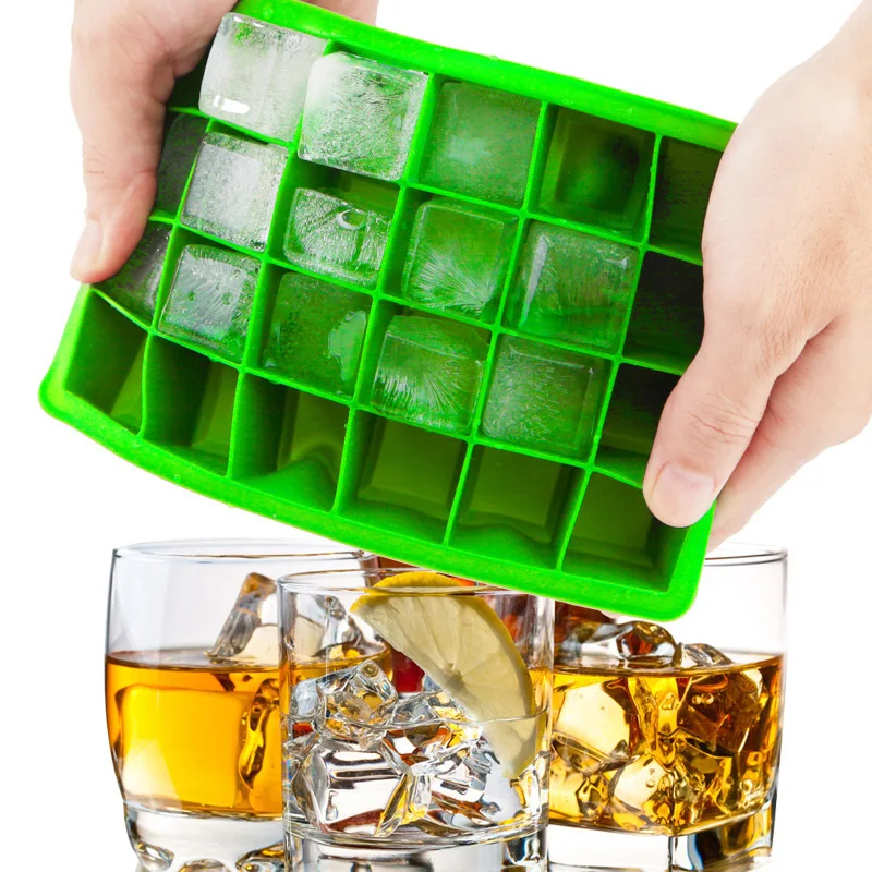 24 Grid Silicone Ice Trays Big Ice Cube Mold Square Cubes Easy Release Silicone Ice Maker Home Bar Party Kitchen Accessories