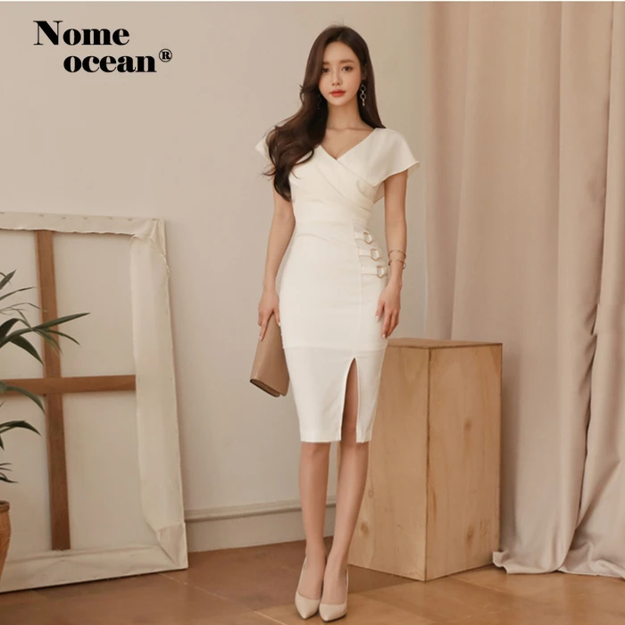 Elegant Side Buckle Midi Dresses V-neck Short Sleeve Dress 2019 Summer Office Lady Bodycon Dress High Slit Dresses M19050411
Elegant Side Buckle Midi Dresses V-neck Short Sleeve Dress 2019 Summer Office Lady Bodycon Dress High Slit Dresses M19050411