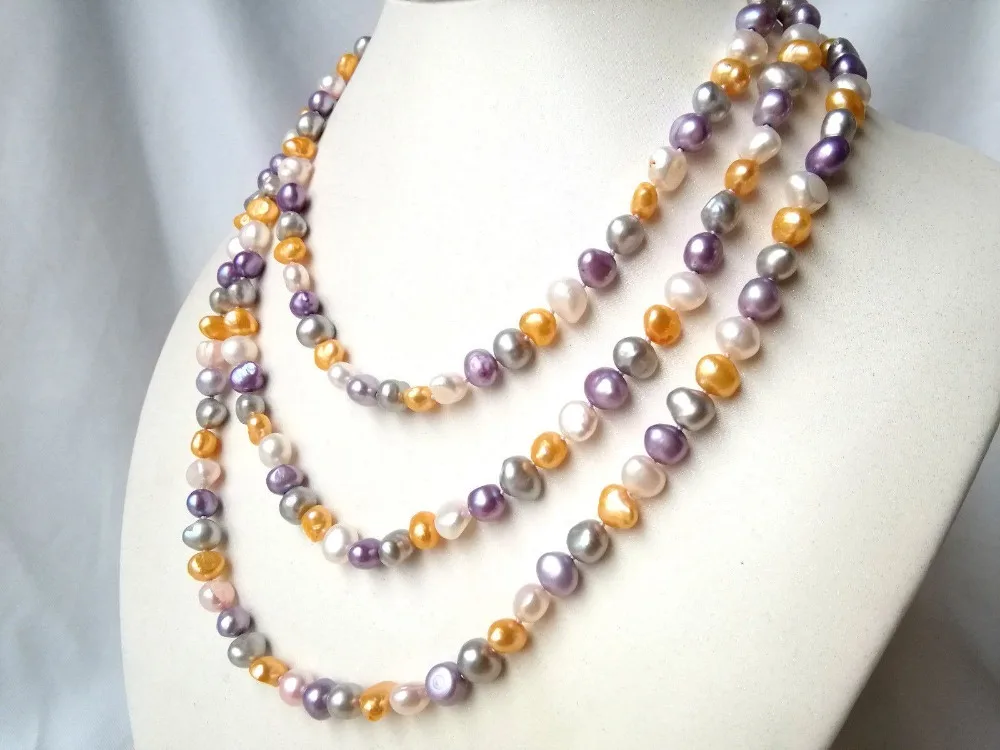 Natural 120cm long purple pink color brown grey black 8x9mm freshwater baroque pearl necklace metal clasp fashion jewelry
Natural 120cm long purple pink color brown grey black 8x9mm freshwater baroque pearl necklace metal clasp fashion jewelry