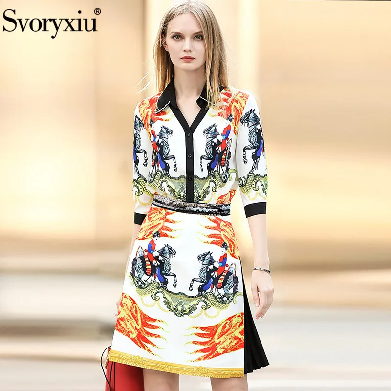 Svoryxiu Designer Autumn Vintage Skirt Suit Women's Sexy V-Neck Printed Blouse + Sequin Split Skirt High Quality Two Piece Set
Svoryxiu Designer Autumn Vintage Skirt Suit Women's Sexy V-Neck Printed Blouse + Sequin Split Skirt High Quality Two Piece Set