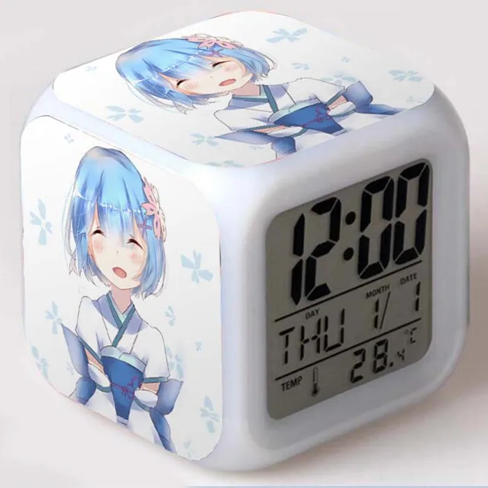 Re Zero Rem Anime Cosplay Clock Table Digital LED Cartoon Alarm Clock Cute Gift