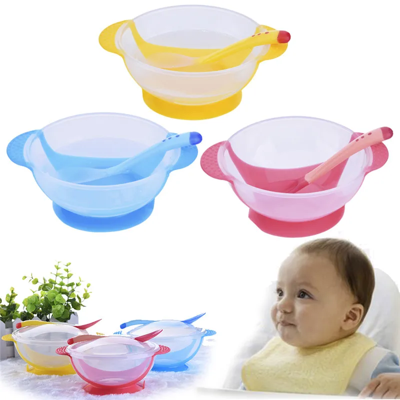 Baby Learning Dishes With Suction Cup Assist Food Bowl Temperature Sensing Spoon Baby Feeding Bowl Kids Tableware
Baby Learning Dishes With Suction Cup Assist Food Bowl Temperature Sensing Spoon Baby Feeding Bowl Kids Tableware