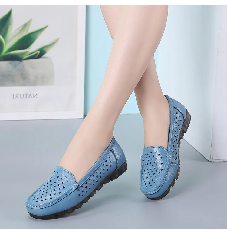 AH 201-1-2019 New Genuine Leather Cut Outs Women Summer Loafers-10