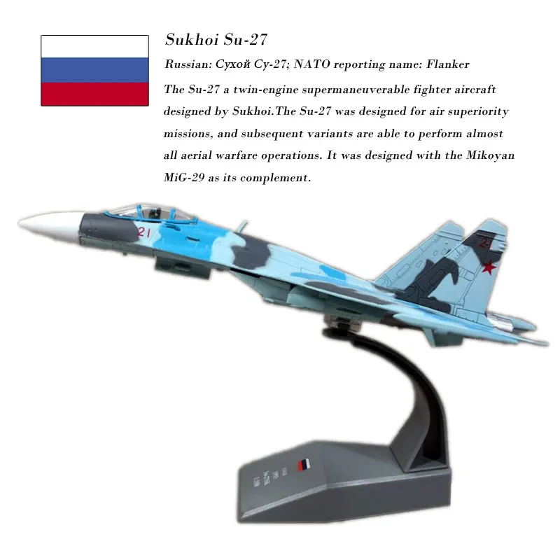 AMER 1/100 Scale Russia SU-27 Flanker Fighter Diecast Metal Military Plane Model Toy For Collection/Gift
AMER 1/100 Scale Russia SU-27 Flanker Fighter Diecast Metal Military Plane Model Toy For Collection/Gift