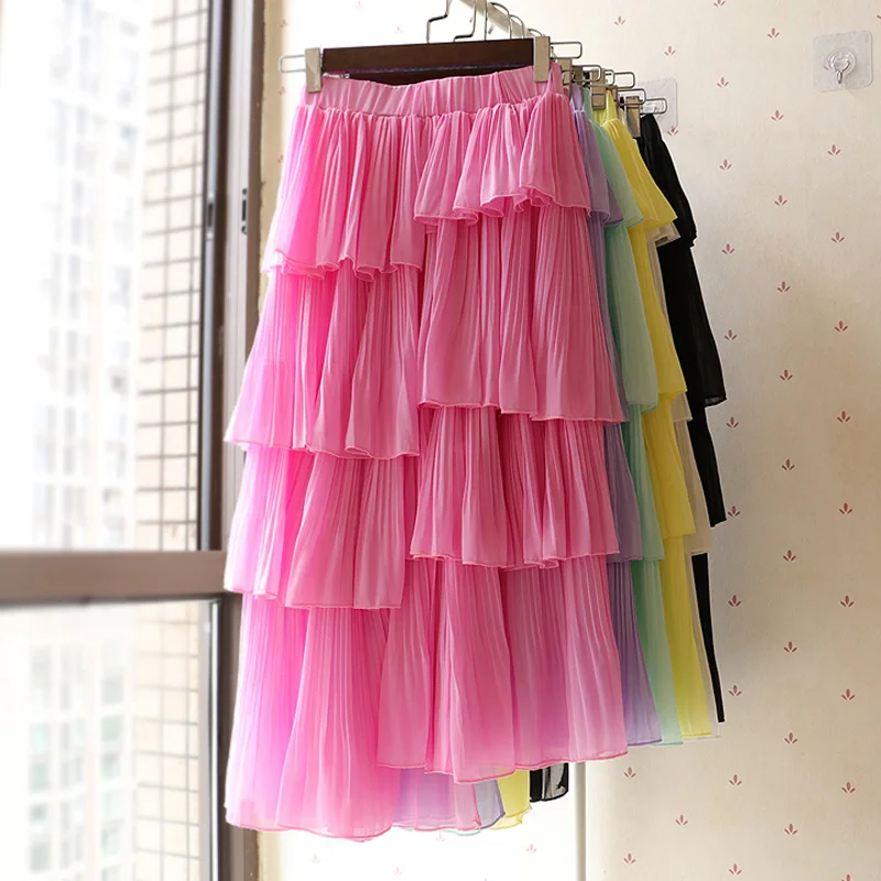 Women Clothes 2019 Candy Cakee Layered High Low Long Chiffon Skirt Female Irregular Solid Tiered Summer Skirts Jupe Femme
Women Clothes 2019 Candy Cakee Layered High Low Long Chiffon Skirt Female Irregular Solid Tiered Summer Skirts Jupe Femme