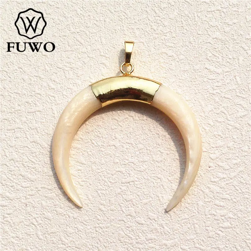 FUWO Big Size Fashion Natural White Shell Crescent Pendant 24K Gold Electroplated Minimalist Coastal Jewelry Wholesale PD529
FUWO Big Size Fashion Natural White Shell Crescent Pendant 24K Gold Electroplated Minimalist Coastal Jewelry Wholesale PD529