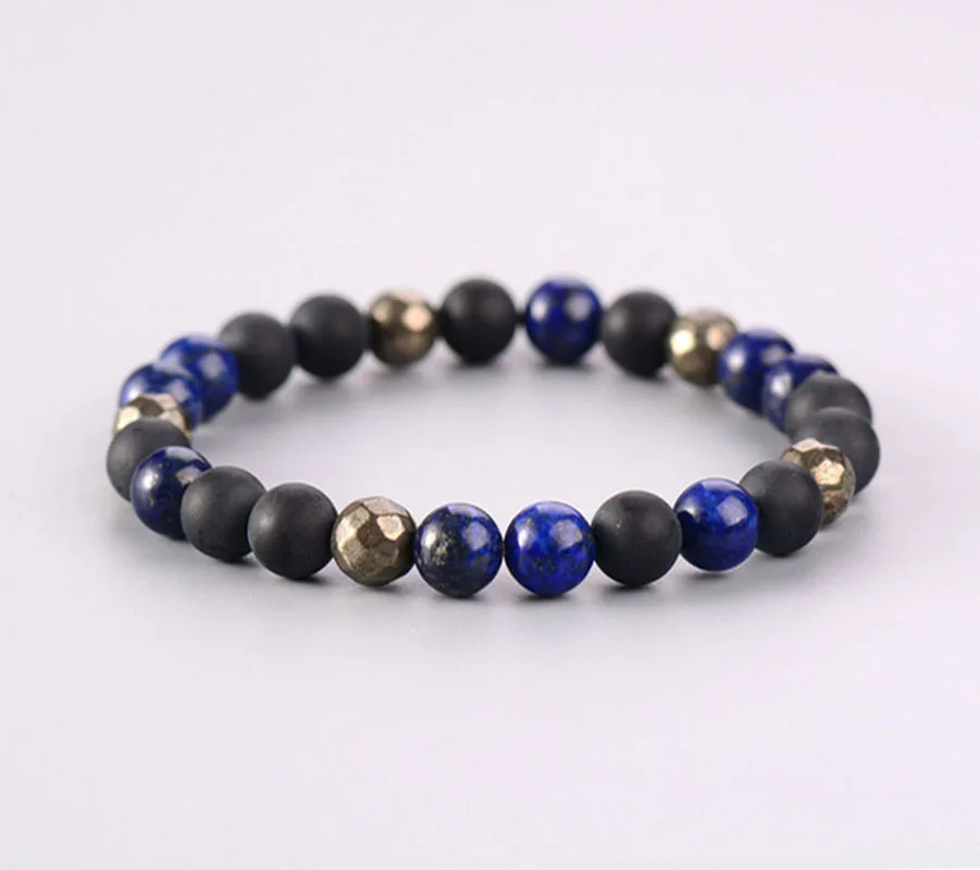 Men Bracelet 8MM Lapis Luzuli Matte Onyx Pyrite Elastic Pulseiras Stretchy Mens Bracelets Couple Bracelet Mala Wrist
Men Bracelet 8MM Lapis Luzuli Matte Onyx Pyrite Elastic Pulseiras Stretchy Mens Bracelets Couple Bracelet Mala Wrist