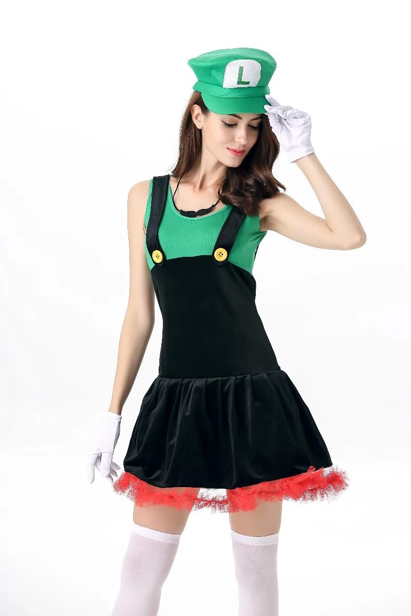 New Woman's Polyester Halloween Masquerade Cosplay Super Mario Costume Short Dress High Quality Green and Red Color
New Woman's Polyester Halloween Masquerade Cosplay Super Mario Costume Short Dress High Quality Green and Red Color
