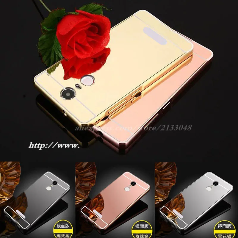 Luxury Gold Plating Aluminum Metal Frame+Mirror case For Lenovo K6 note Case 5.5" Cover Back |
