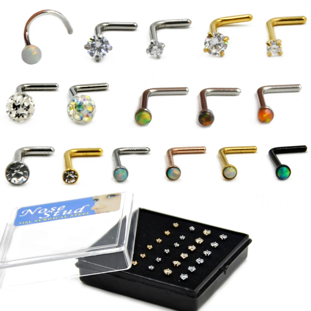 Showlove-24Pcs/Box Surgical Steel Epoxy Crystal Ferido Ball Opal Zircon Nose Stud Rings Nose Bone Ring Body Piercing Jewelry
Showlove-24Pcs/Box Surgical Steel Epoxy Crystal Ferido Ball Opal Zircon Nose Stud Rings Nose Bone Ring Body Piercing Jewelry