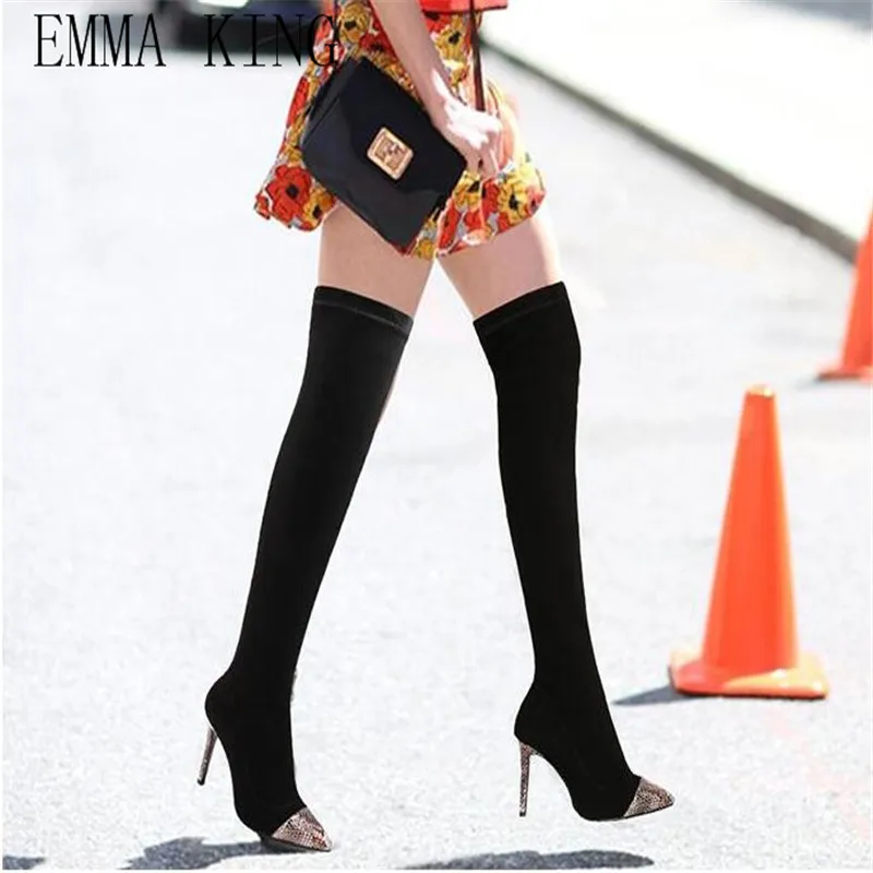Autumn Winter Pointed Toe Snakeskin Booties Elastic High-heeled Thin Suede Stiletto Sexy Overknee Boots Womens
Autumn Winter Pointed Toe Snakeskin Booties Elastic High-heeled Thin Suede Stiletto Sexy Overknee Boots Womens