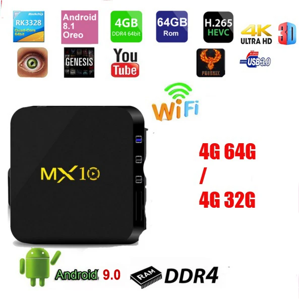 MX10 10pcs Android 9.0 tv box RK3328 4G 32G/64G 4k Media player 18.0 tv box no bluetooth
MX10 10pcs Android 9.0 tv box RK3328 4G 32G/64G 4k Media player 18.0 tv box no bluetooth