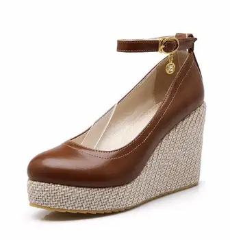 Brown White Wedges Platform Shoes Fashion Ankle Strap Nice High Wedges Platform Summer Pumps For Women Vogue Dress Elegant
Brown White Wedges Platform Shoes Fashion Ankle Strap Nice High Wedges Platform Summer Pumps For Women Vogue Dress Elegant