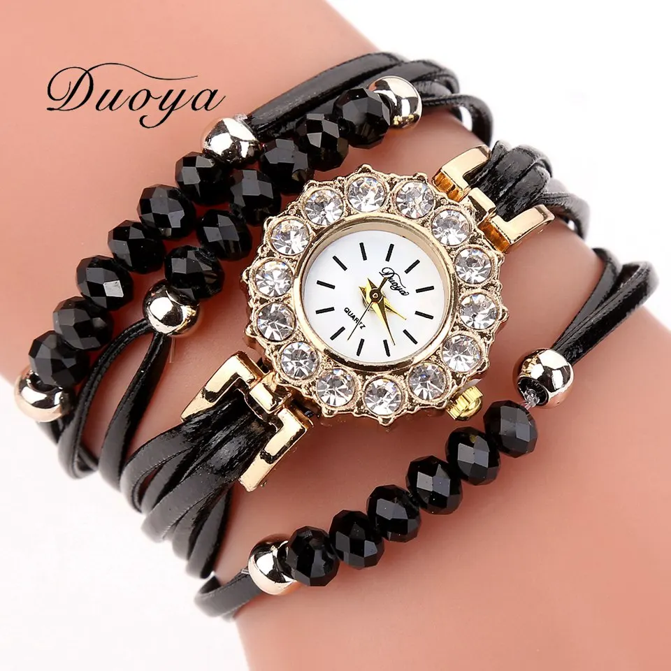 Duoya Brand Ladies Dress Luxury Gold Watch Fashion Beads Charm Crystal Bracelet Wristwatch Casual Women Vintage Clock Watches
Duoya Brand Ladies Dress Luxury Gold Watch Fashion Beads Charm Crystal Bracelet Wristwatch Casual Women Vintage Clock Watches