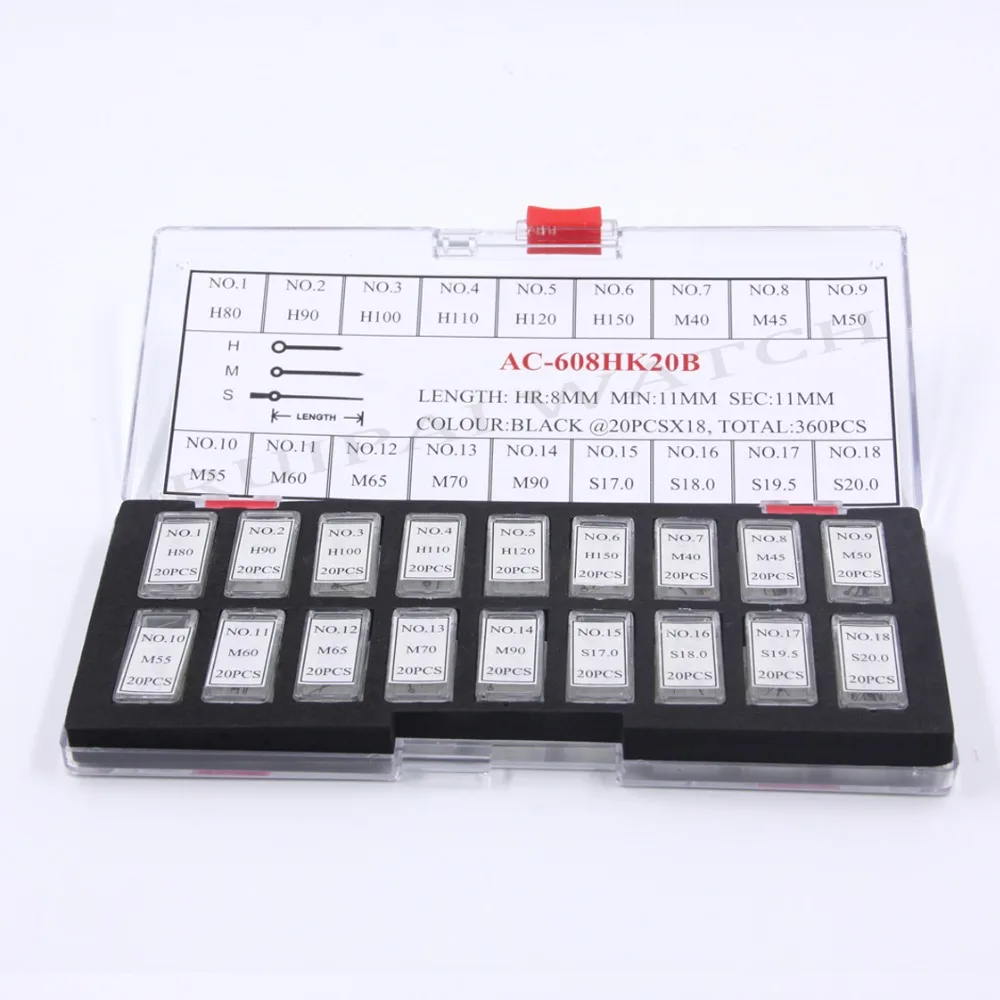 360PCS Black Hour 8mm/Minute 11mm /Second 11mm Hand Set for Watch Repair Free Shipping
360PCS Black Hour 8mm/Minute 11mm /Second 11mm Hand Set for Watch Repair Free Shipping