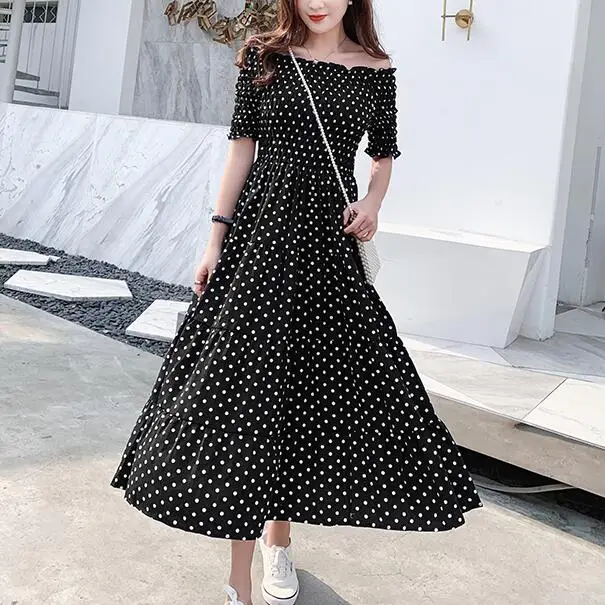 Black,Red Holiday Summer Dress Women Slash Neck Polka Dot Long Chiffon Dresses Female Short Sleeve Vintage Vestidos S-XL
Black,Red Holiday Summer Dress Women Slash Neck Polka Dot Long Chiffon Dresses Female Short Sleeve Vintage Vestidos S-XL