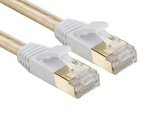 

50PCS/LOT GOLD COLOR 0.5m1m1.5m2m CAT7 RJ45 Patch flat Ethernet LAN Network Cable For Router Switch gold plated