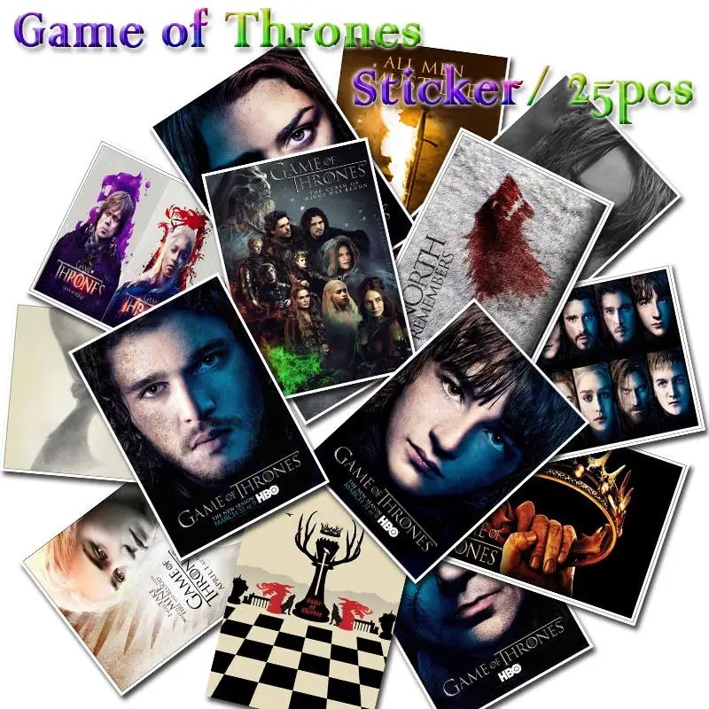25pcs Game of Thrones DIY Poster Sticker for Skateboard/Laptop/Snowboard/Fridge/Surf Waterproof PVC Vinyl Decal Random Patterns
25pcs Game of Thrones DIY Poster Sticker for Skateboard/Laptop/Snowboard/Fridge/Surf Waterproof PVC Vinyl Decal Random Patterns
