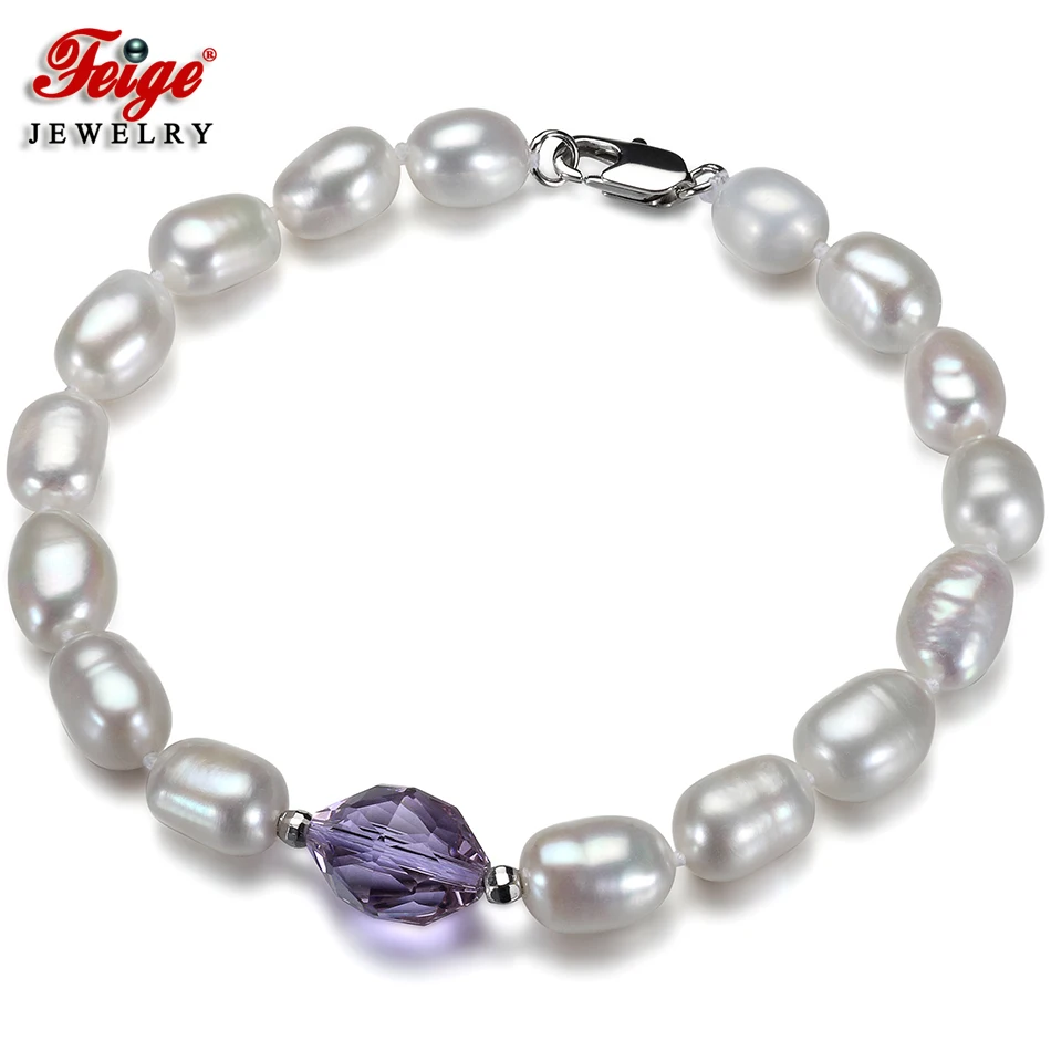 2017 Special offer White 7-8MM baroque freshwater pearl Bracelet for Women's Purple Crystal Dainty Bracelets Fine Pearl Jewelry
2017 Special offer White 7-8MM baroque freshwater pearl Bracelet for Women's Purple Crystal Dainty Bracelets Fine Pearl Jewelry