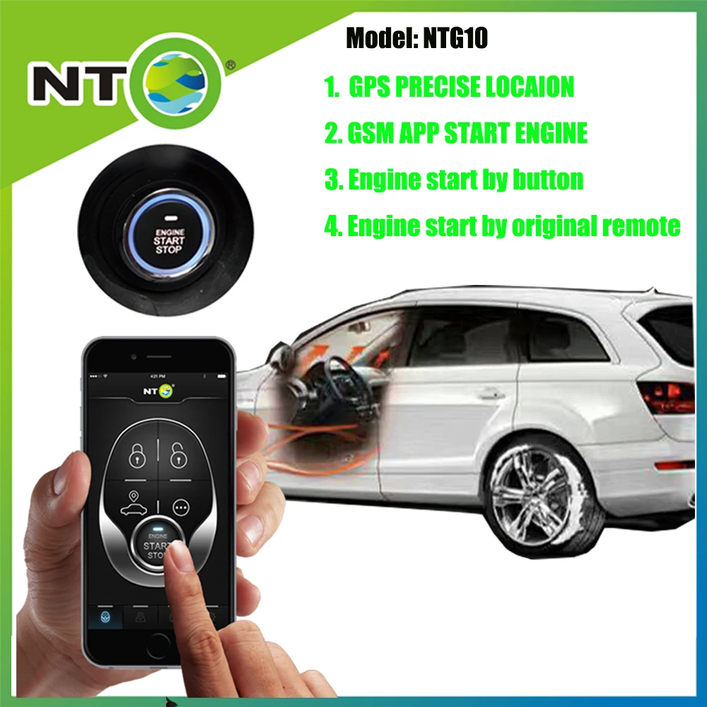 

NTO GPS Alarm System Smart App Remote Control for Cars Engine Push Start Stop System with Auto Ignition Button