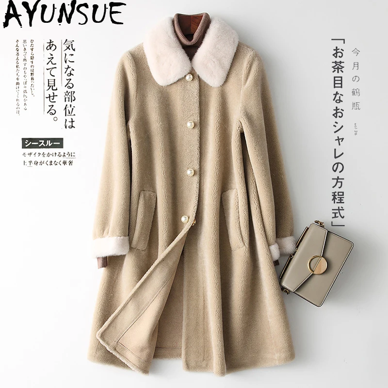AYUNSUE Long Real Fur Coat Women Winter Shearing Wool Coat Female Jacket Mink Fur Collar Korean Abrigo Mujer 2019 868587 KJ2579
AYUNSUE Long Real Fur Coat Women Winter Shearing Wool Coat Female Jacket Mink Fur Collar Korean Abrigo Mujer 2019 868587 KJ2579