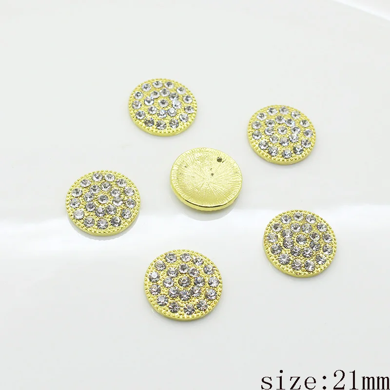 YWXINXI Redondo cristales botón oro Металл ajuste bandeja диаманты DIY joyeria vestido boda decorar 10 шт./se | Украшения