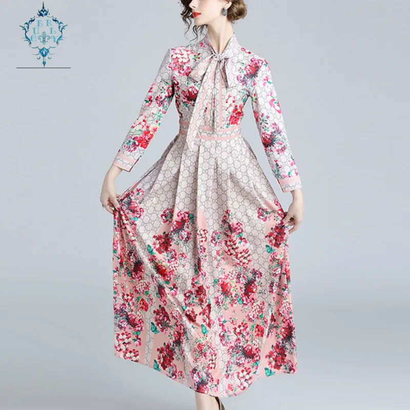 CUERLY 2019 Summer Runway Letter Floral Print Collar Ribbon Tie Neck Long Sleeve Women Party Casual Empire Waist Maxi Dresses
CUERLY 2019 Summer Runway Letter Floral Print Collar Ribbon Tie Neck Long Sleeve Women Party Casual Empire Waist Maxi Dresses