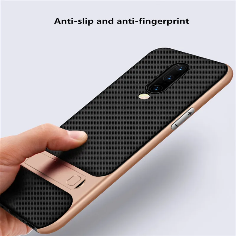 

For OnePlus 5 6 7 3T 5T 6T 7 Pro Case PC+Silicone Back Cover kickstand Case Shockproof Ultra Thin Plain Phone Shell Coque